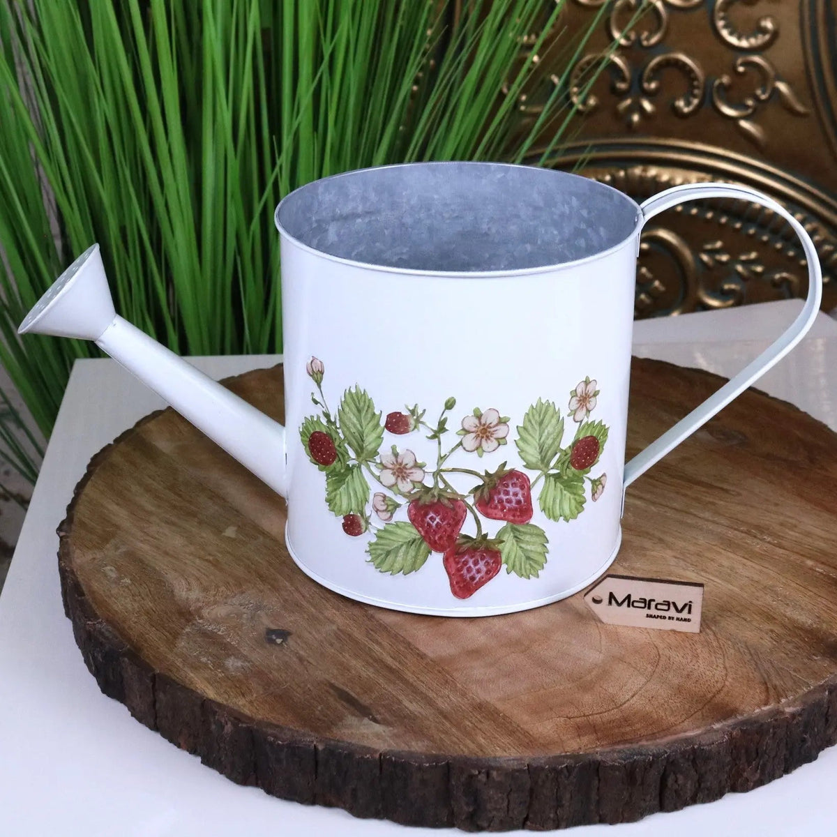 Thaniya Strawberry Field Metal Watering Can Planter