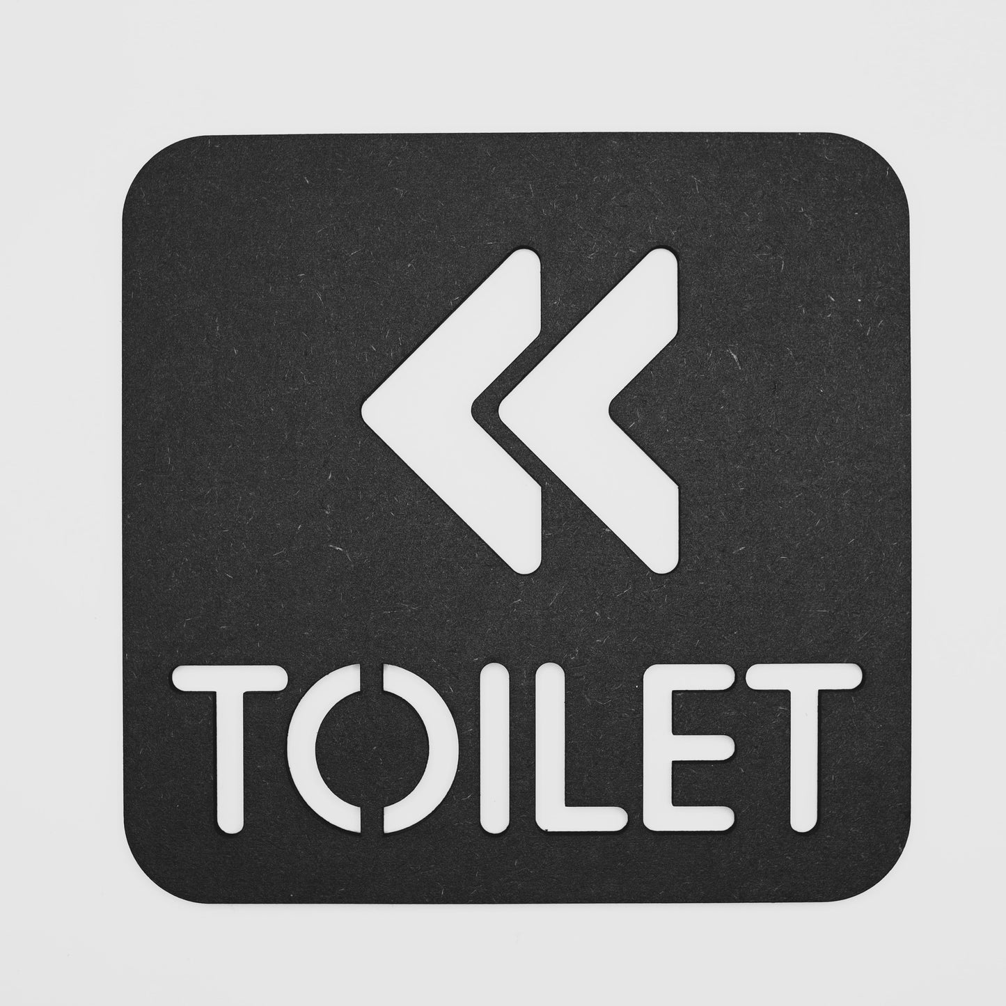 Black Decorative Toilet Sign with Left Arrow