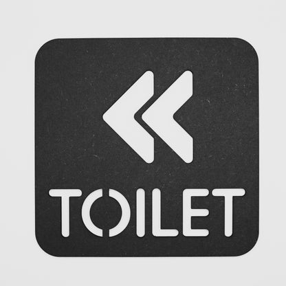 Black Decorative Toilet Sign with Left Arrow