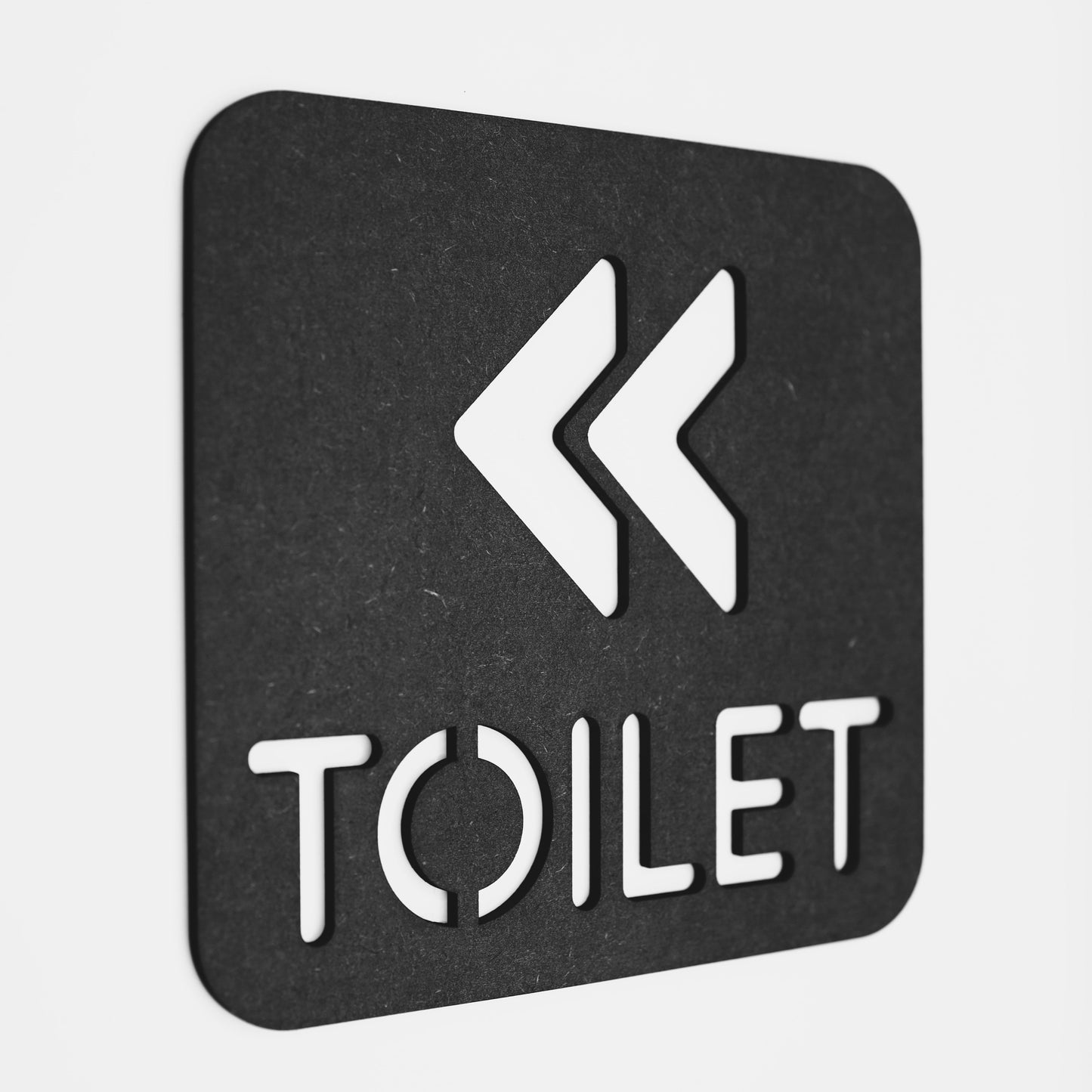 Black Decorative Toilet Sign with Left Arrow