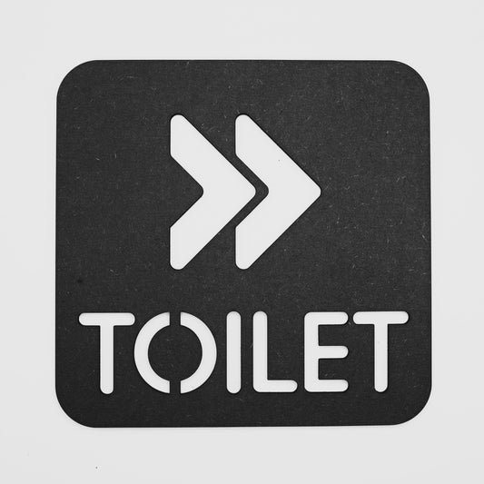 Black Decorative Toilet Sign with Right Arrow