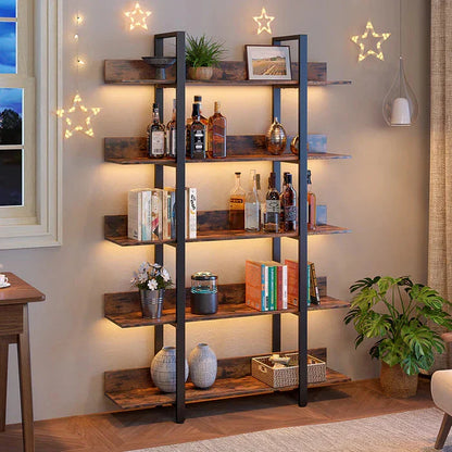 5-Tier Industrial Bookshelf & Display Rack | 105x33x180cm