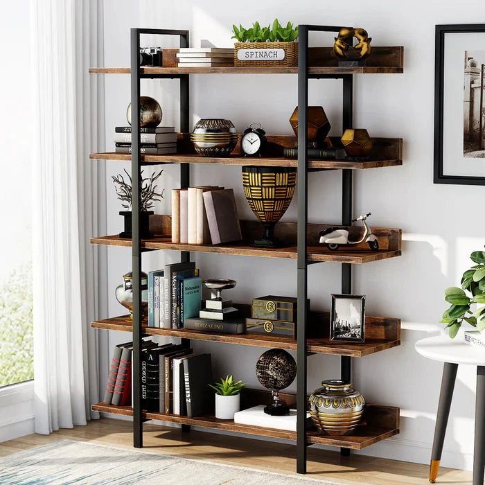 5-Tier Industrial Bookshelf & Display Rack | 105x33x180cm