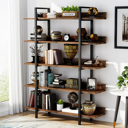 5-Tier Industrial Bookshelf & Display Rack | 105x33x180cm