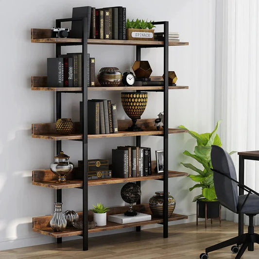5-Tier Industrial Bookshelf & Display Rack | 105x33x180cm