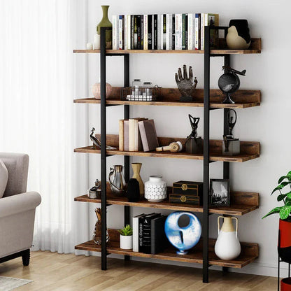 5-Tier Industrial Bookshelf & Display Rack | 105x33x180cm