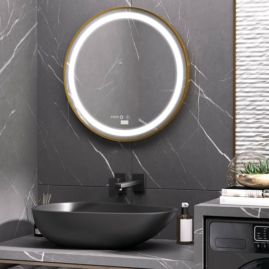 🪞 Kleankin Round LED Bathroom Mirror ✨ Illuminated Wall Mount Mirror