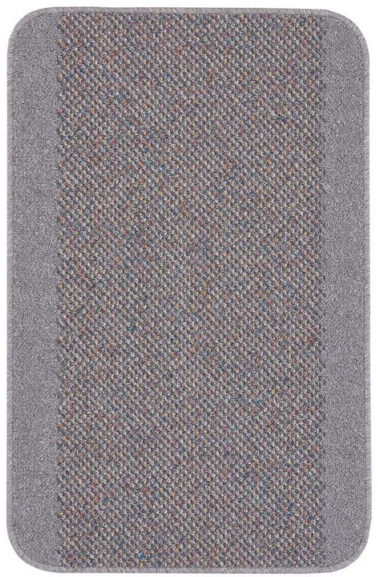 Washable Bordered Silver Grey Rug | 110G
