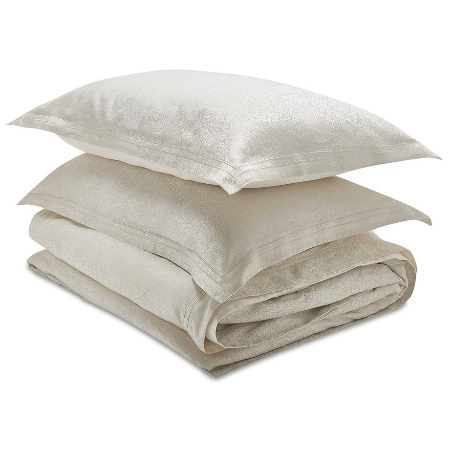 Dormitory Valletta Ivory Jacquard Sateen Duvet Cover & Pillowcases
