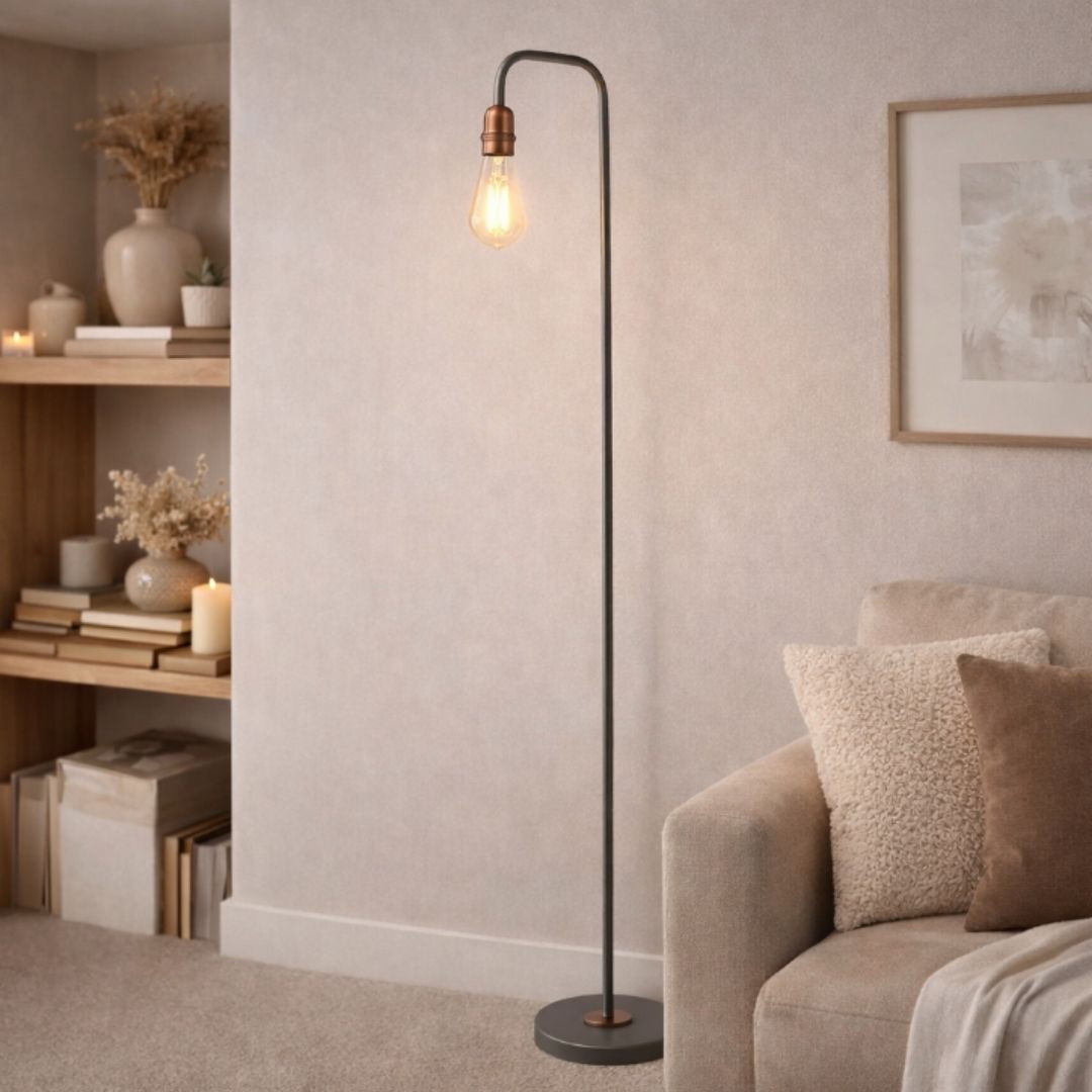 Pagazzi Vitor Industrial Floor Lamp Black and Copper 162 cm