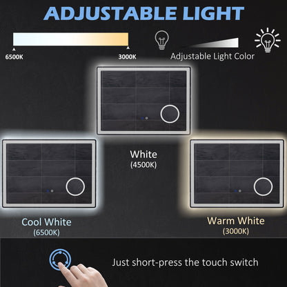 🪞 Kleankin LED Bathroom Mirror with Lights ✨ Illuminated Wall Mount