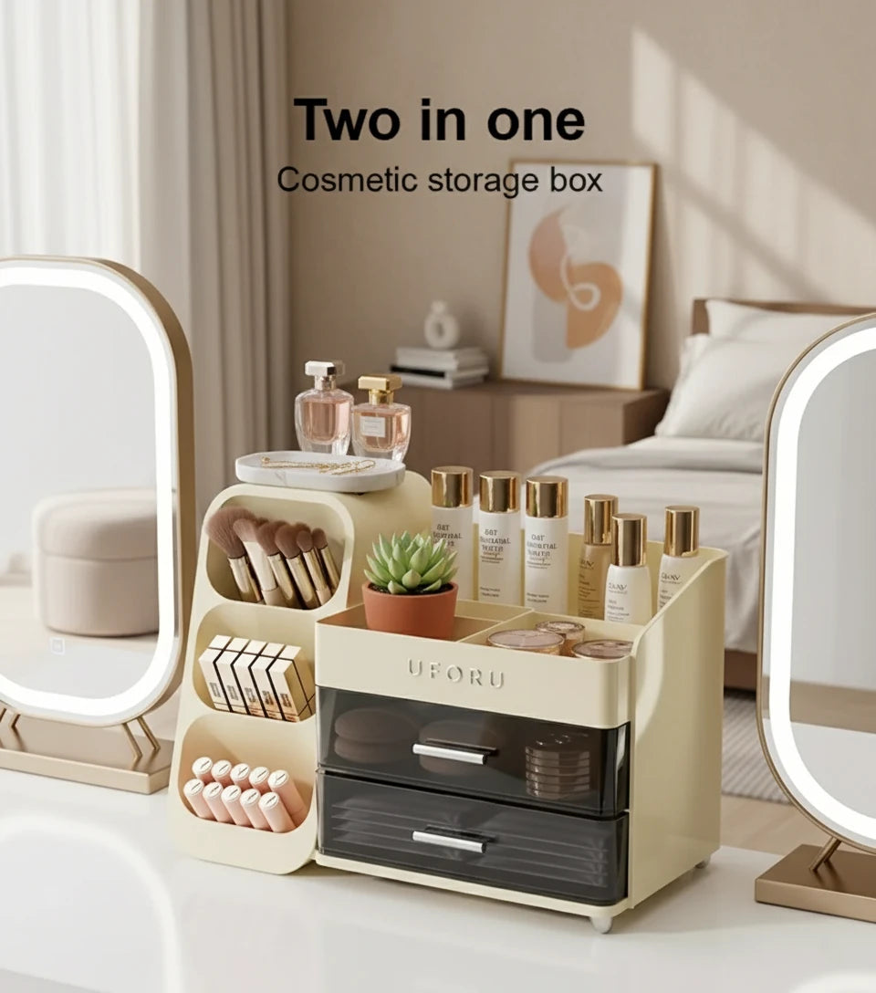 Dustproof Bathroom Makeup Storage Box - Modern Elegance Multi-Layer Organiser