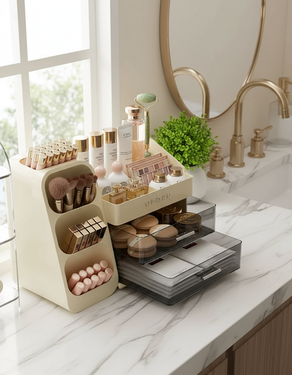 Dustproof Bathroom Makeup Storage Box - Modern Elegance Multi-Layer Organiser