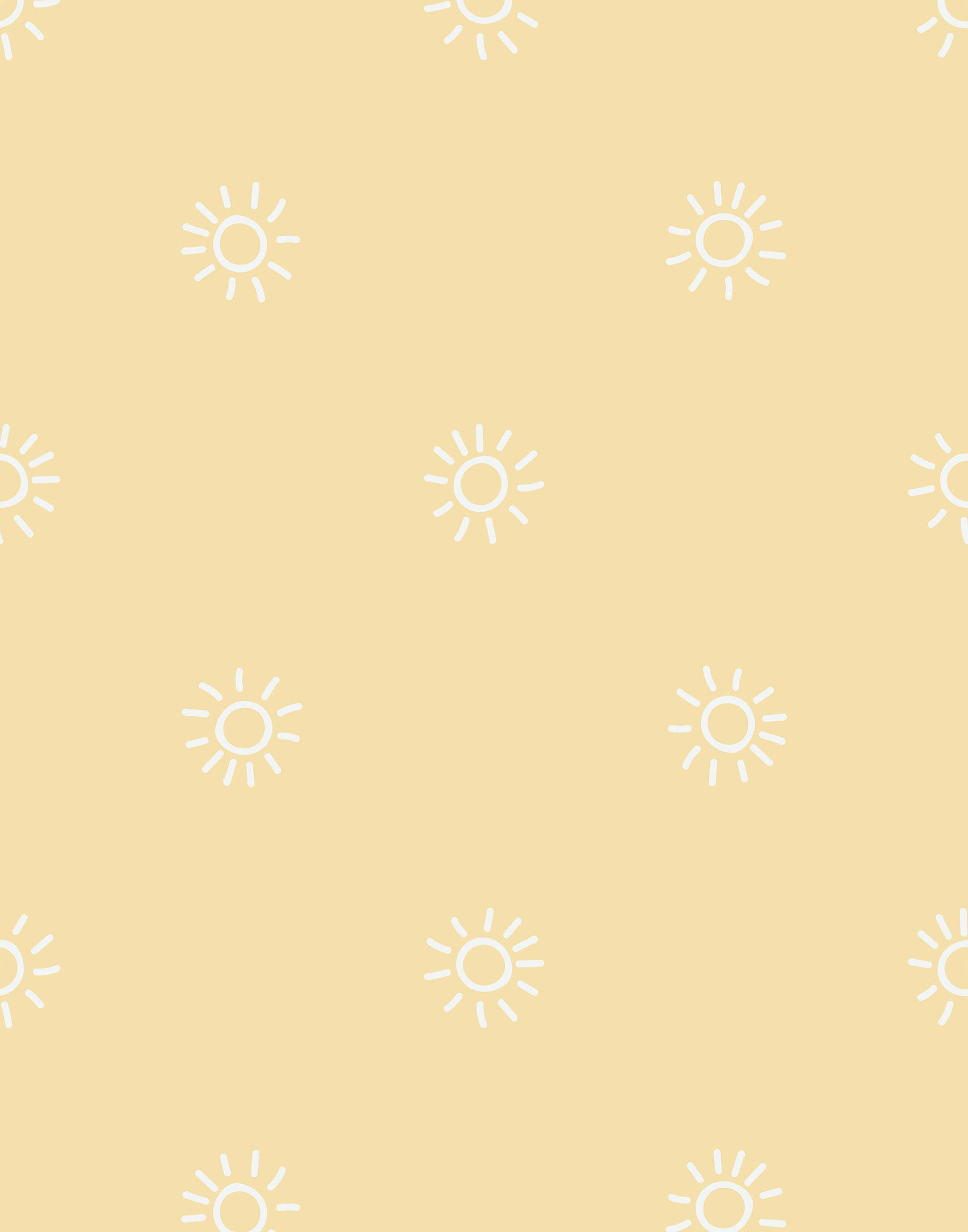 Pattern of white sun icons on a beige background