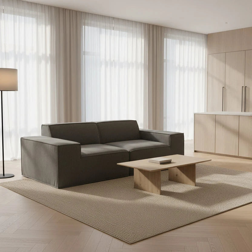Urban Contour Modular Sofa - Dark Grey Bouclé Channel Tufted