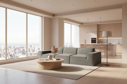 Urban Contour Modular Sofa - Dark Grey Bouclé Channel Tufted