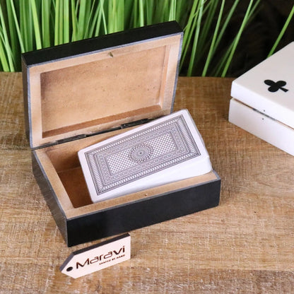 Zarita Resin and Wood Playing Card Box in Black or White