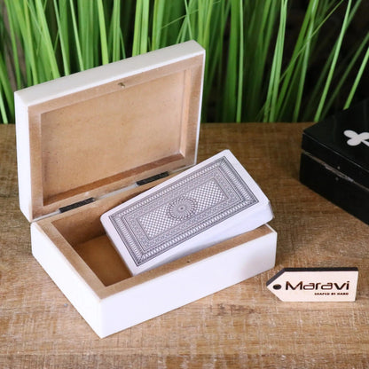 Zarita Resin and Wood Playing Card Box in Black or White