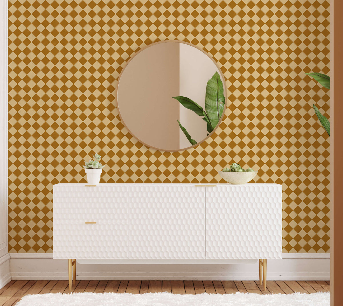 Bobbi Beck Zellige Harlequin Check Wallpaper