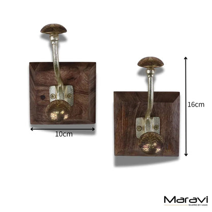 Zerika Antique Gold Double Coat Hooks, Tree of Life, Set of 2