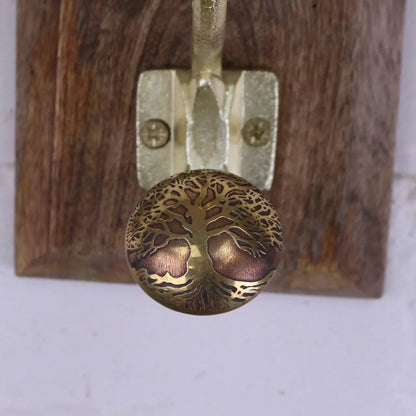 Zerika Antique Gold Double Coat Hooks, Tree of Life, Set of 2