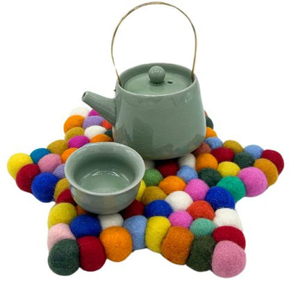 Star Shape Felt Ball Centre Mat | Multi Colour