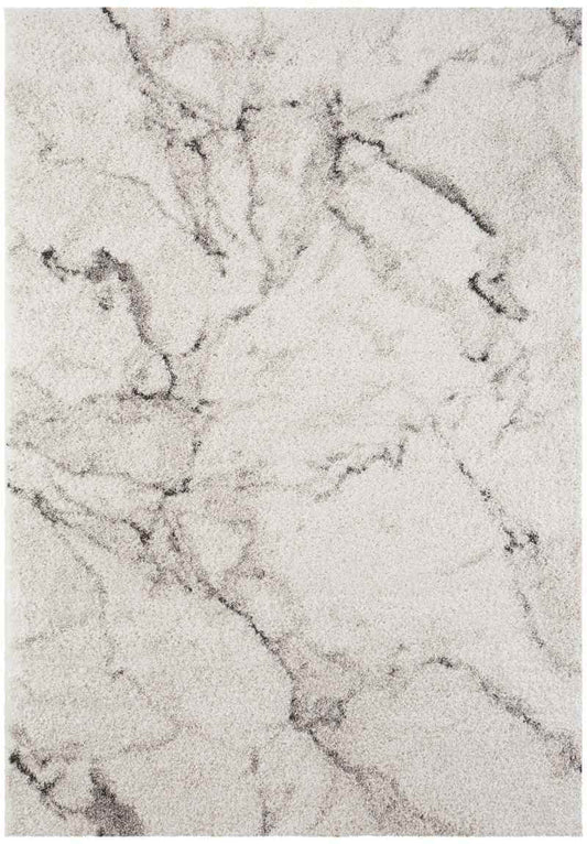 Deep-Pile Velour Abstract Rug Cream Colour