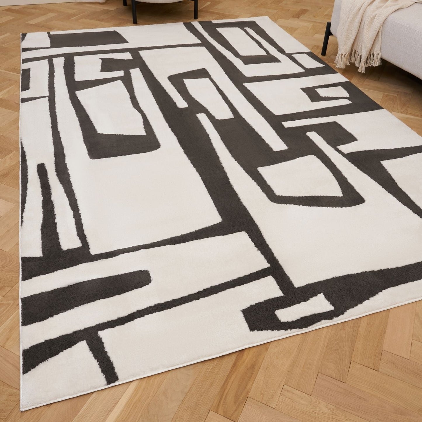 Loft Abstract Dark Grey Rug