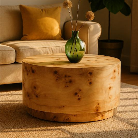 Mota Burl Wood Design Round Coffee Table