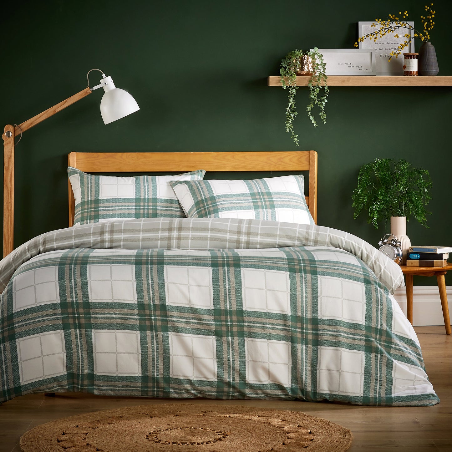 Alba Sage Green Super Soft Flannel Duvet Cover Set with Pillowcases Warm & Cosy Quilt Bedding in Multiple Sizes Available by OLIVIA ROCCO