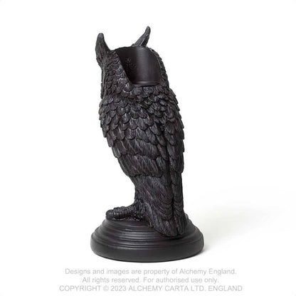Alchemy Gothic Owl of Astrontiel Candlestick – Black