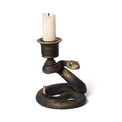 Alchemy Gothic Death Rattle Snake Candlestick – Antique Gold