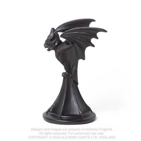 Alchemy Gothic Vespertilio Bat Candlestick – Black