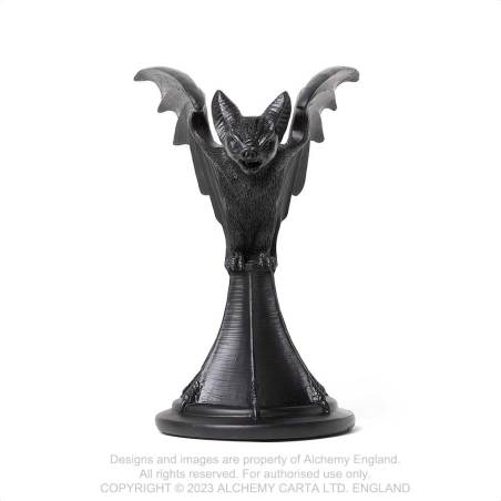 Alchemy Gothic Vespertilio Bat Candlestick – Black