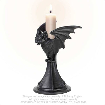 Alchemy Gothic Vespertilio Bat Candlestick – Black