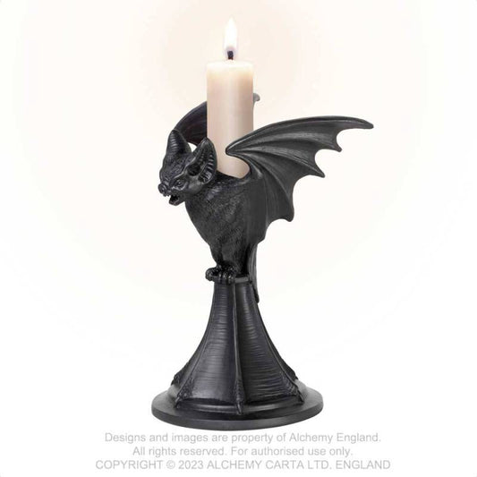 Alchemy Gothic Vespertilio Bat Candlestick – Black