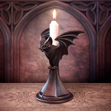 Alchemy Gothic Vespertilio Bat Candlestick – Black