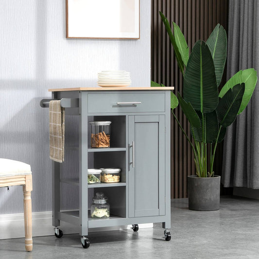 🍽️ Compact Kitchen Trolley - Storage Drawer & Open Shelf 📦