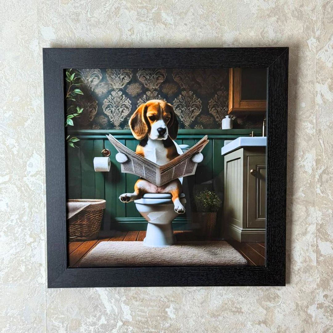 Pagazzi Lavatory Beagle Wall Art with Black Frame 40 x 40 cm