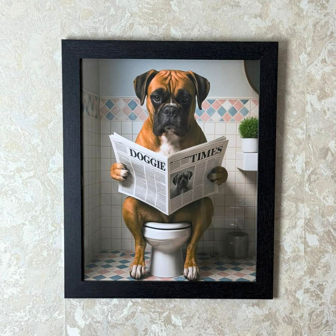 Pagazzi Lavatory Boxer I Wall Art with Black Frame 50 x 40 cm