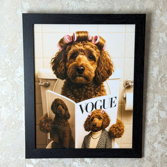 Pagazzi Lavatory Cockapoo Wall Art with Black Frame 50 x 40 cm