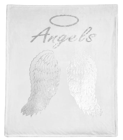 Angel Wings Luxurious Teddy Fleece Duvet Set Super Soft Faux Fur Bedding Pillow Cases Bed Throw Cushion in Pink White Grey by OLIVIA ROCCO