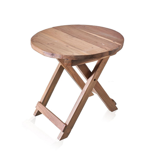 Recycled Teak Wood Round Folding Coffee Table 50x50cm