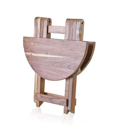 Recycled Teak Wood Round Folding Coffee Table 50x50cm