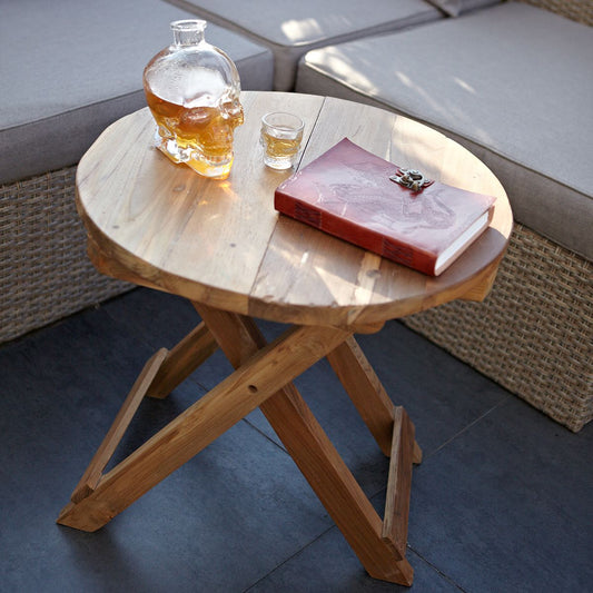 Recycled Teak Wood Round Folding Coffee Table 50x50cm