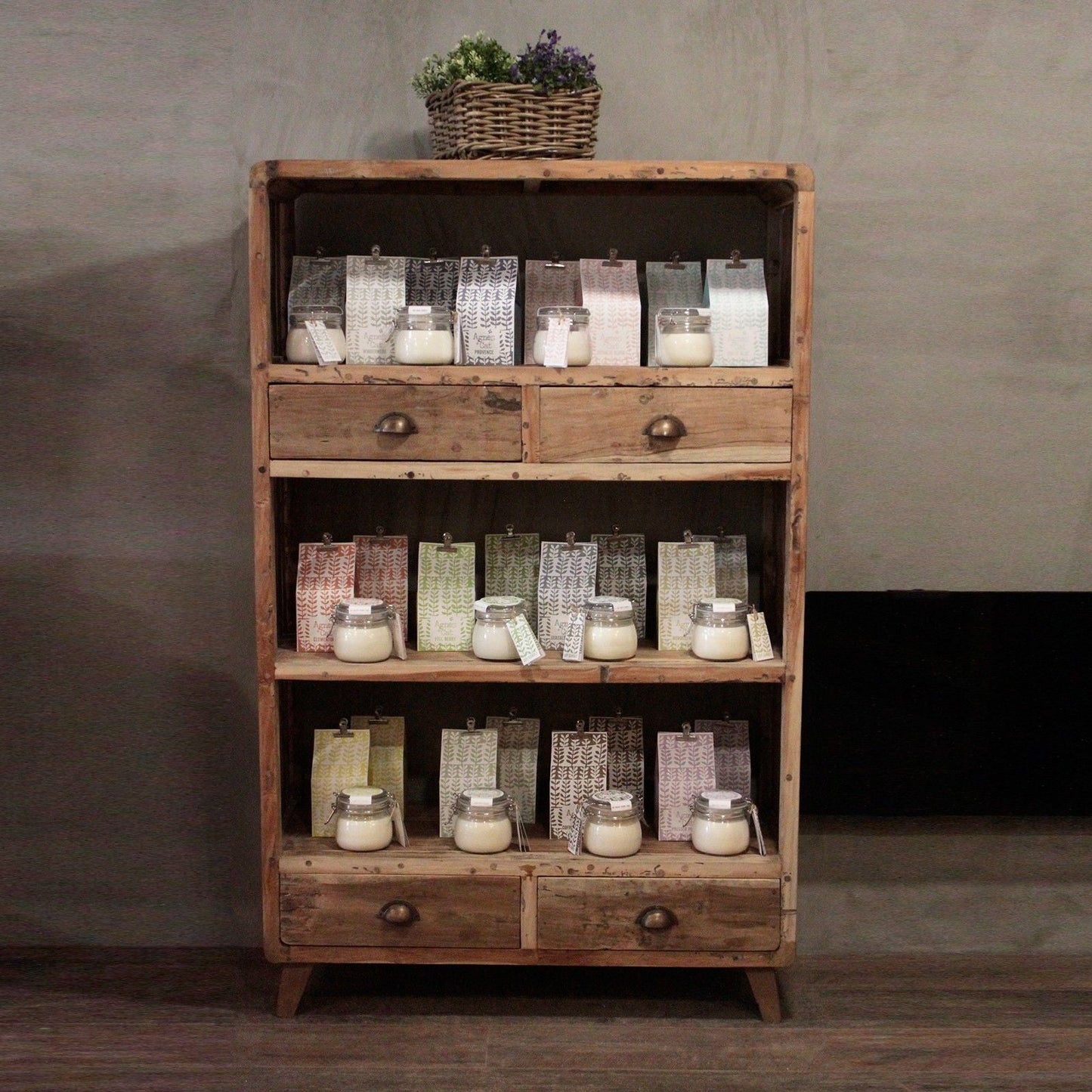 Recycled Teak Wood Book Shelf Display 100x40x160cm