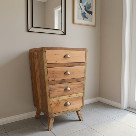 Recycled Teak Wood 4 Draws Storage  52x43x77cm