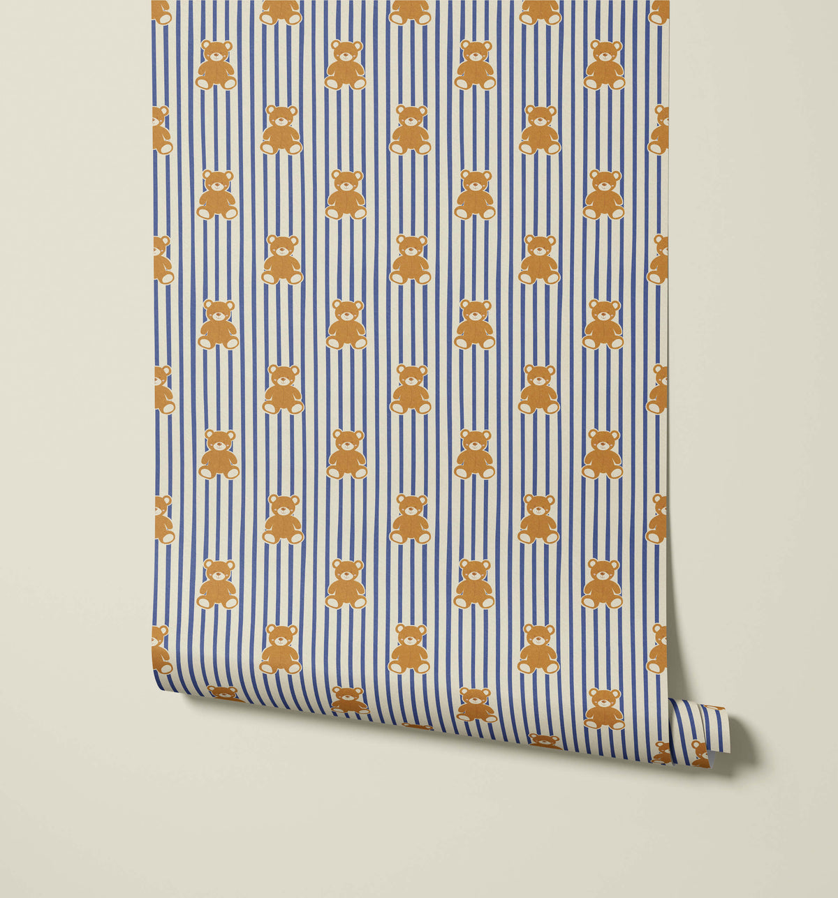 Bobbi Beck Barnaby Teddy Bear Stripe Wallpaper