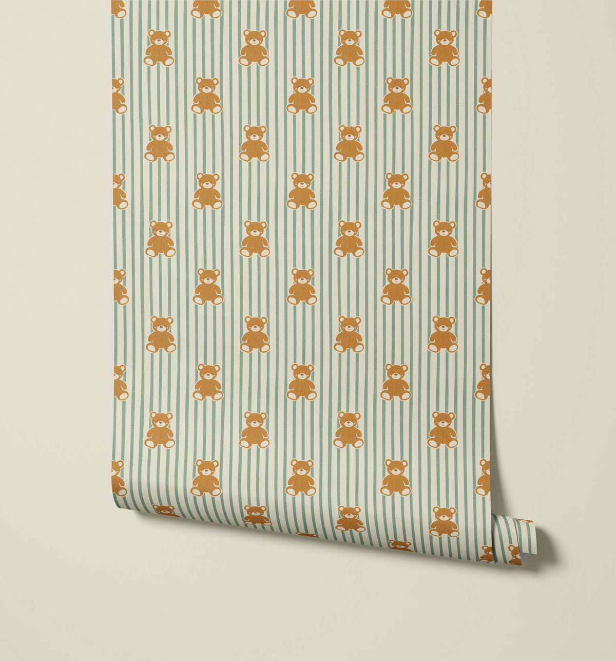 Bobbi Beck Barnaby Teddy Bear Stripe Wallpaper