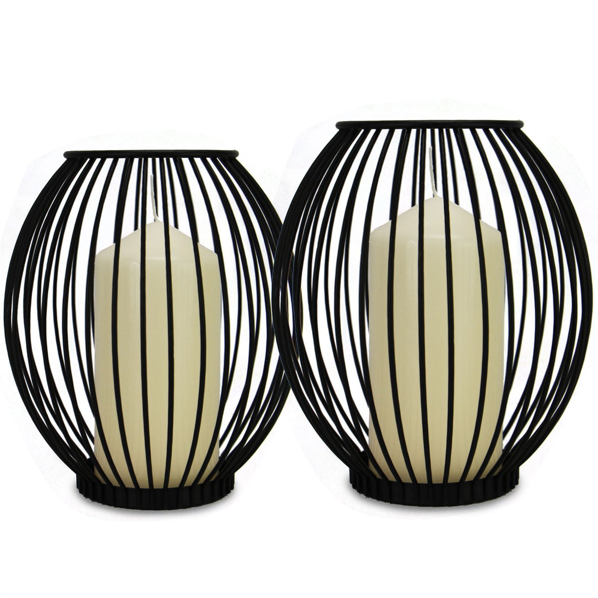 Maison & White Black Iron Cage Candle Holders, Set of 2